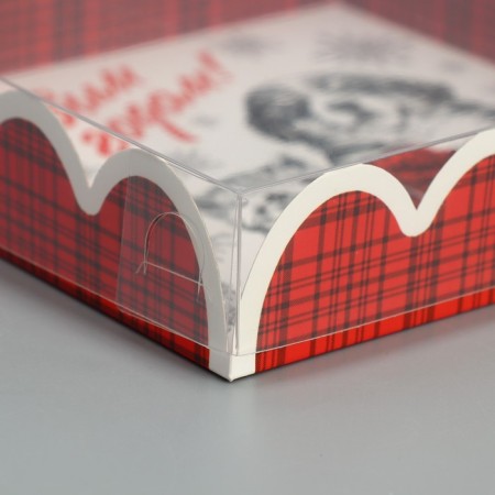 Box for confectionery products with PVC “Happy New Year!”, 13 x 13 x 3 cm, New Year-3