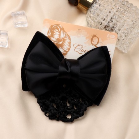 Hair machine "Bow" with a mesh for a bundle, D-10 cm, black-2