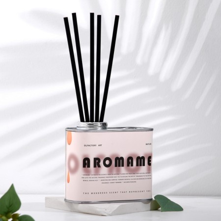 Набор диффузор ароматический "Aromame", слива, амбра, кожа, табак, 500 мл, прямоуг банка-1