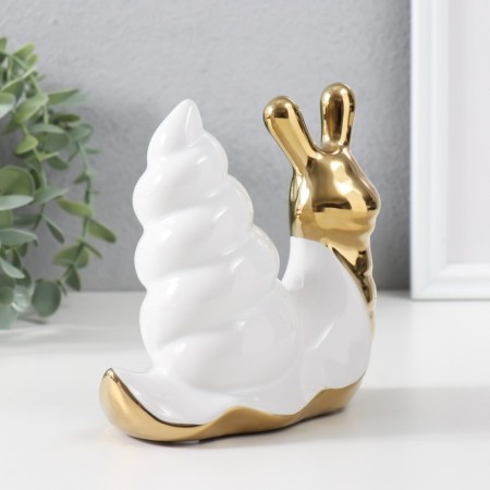 Souvenir Ceramics "Snail" gold with white 13.5x6.5x13.5 cm-1