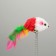 Domestic "Mouse on the suction cup", artificial fur with colored feathers, 24 cm, red/white mouse