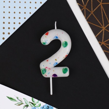 Candle for the cake, number "2", with balls, 5.5 x 8 cm.-2