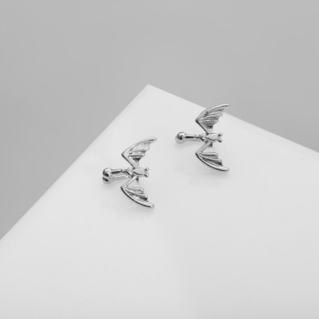 Earrings "Kuffa" bat, silver color-1
