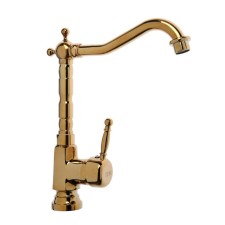 Zein sink mixer, high spout, without eyeliner, brass, color gold