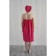 Women's set for the sauna (Pareo+Chalma) with embroidery, raspberry