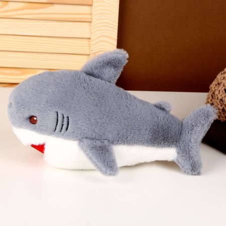 Soft toy "Shark", 25 cm, gray color-1