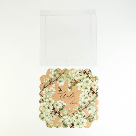Cookie box, confectionery packaging with PVC lid, "bee", 21 x 21 x 3 cm-4