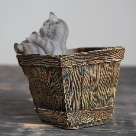 Figure Kashpo "Box with kittens" 16x18x20cm-4