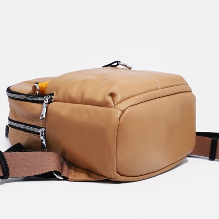 Women's backpack made of artificial leather, cosmetic bag, Otara, beige/yellow color-6