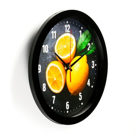 Watch wall "lemons", black rim, 28x28 cm-1