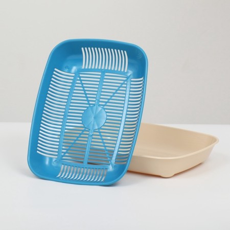 Rounded toilet with a mesh of 33.5 x 25 x 6 cm, blue/beige-4