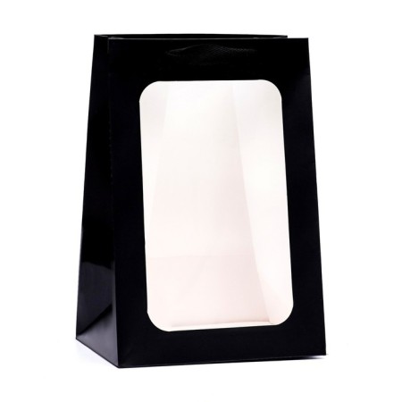 Gift package, with a window, 30 x 20 x 16 cm, black, 1pc.-1