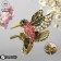 Broach "Bird" hummingbirds, the color of raspberry-green in black gold