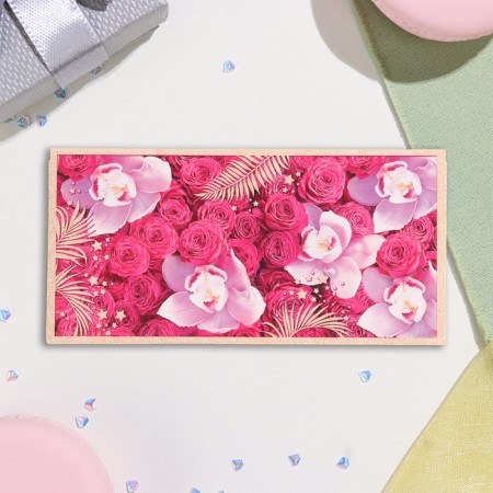 Money envelope "Universal" raspberry roses, 17x8 cm-2