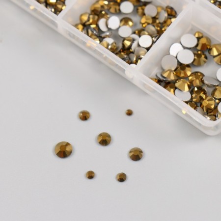 Decor for creativity Glass "Rhinestones. Gold" d = 2-4.8 mm nr 1188 pcs 6x8x1.5 cm-2