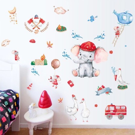 Stick plastic interior color "Firefighter Elephant" 60x90 cm