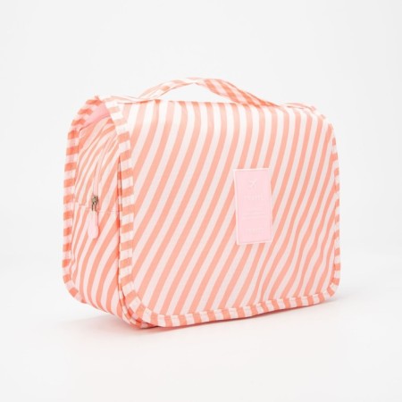 Velcro cosmetic bag, with a handle, with a hook, with a pen, pink color