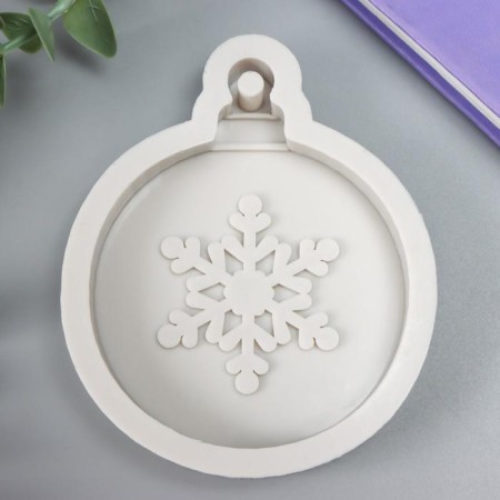 Mold Silicon "New Year's ball with a snowflake" 9x7.5x1.4 cm