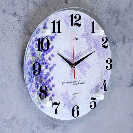 Wall clock, interior: flowers, "dragonflies", silent, d-30 cm-1