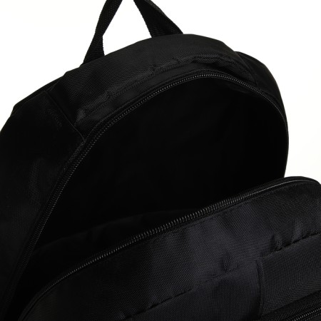 Young backpack from textiles with a zipper, 4 pockets, black/green color-5