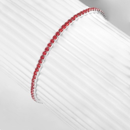 Bracelet "ice" 1 row, red color in silver, 7 cm-2