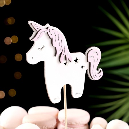 Topper "Unicorn", 11x10 cm, white
