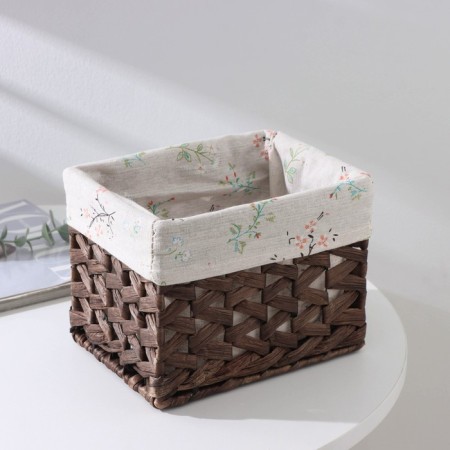 Basket for storage laid handmade Dauline "VETEKS", 19 × 15 × 14.5 cm, brown color