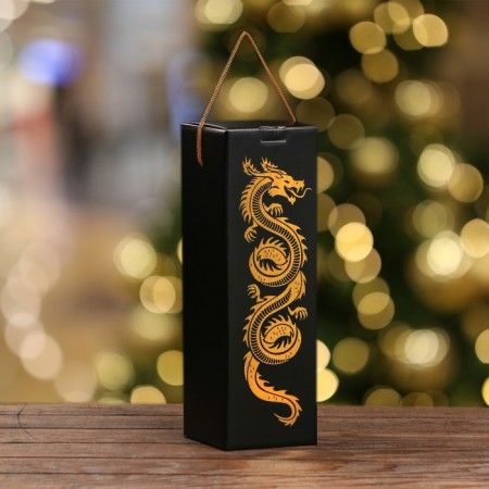 Box for champagne "Dragon on Black", 11 x 11 x 35 cm