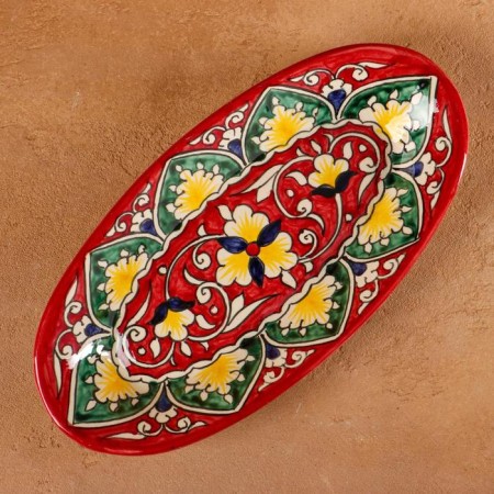 The herringard Rishtan ceramics "Flowers", 24 cm, red, mix-1
