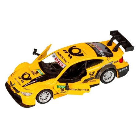Metal machine BMW M4 1:44, inertia, doors open, yellow color-4
