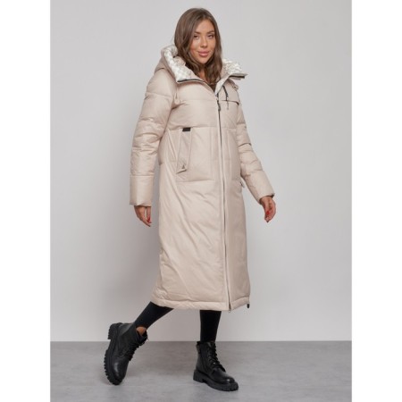 Coat insulated winter female, size 42, beige color-1