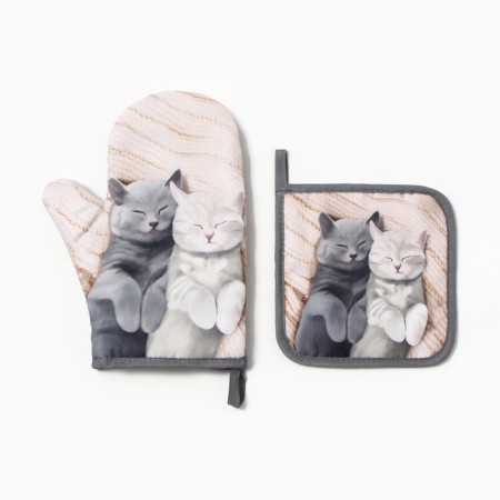 Kit kitchen "cats" mittens-seging 20x27cm, severity 17x17cm 100% p/e-1
