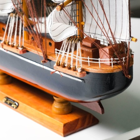 Souvenir ship large "three -masted", sides light tree, white sails, 59 x 10 x 49 cm-10