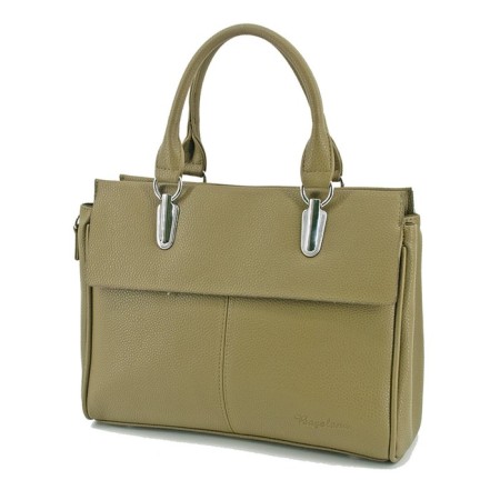 Bag women, genuine leather, olive 30x9x23 cm