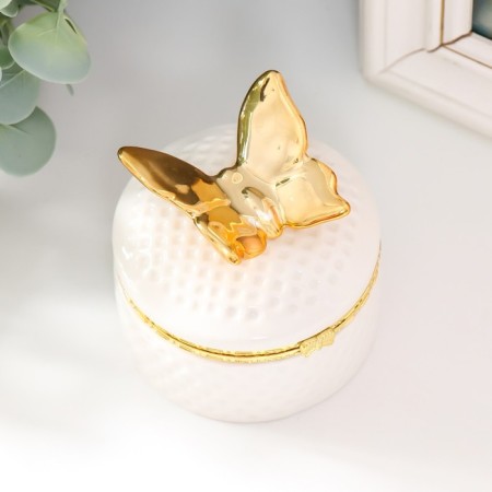 Coramics Casmika "Golden butterfly. Book" White 7x7x7 cm-2