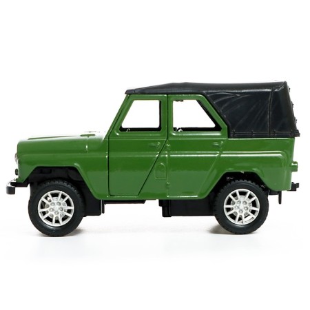 Metal machine "UAZ Hunter", inertia, 1:32, light and sound, green color-1