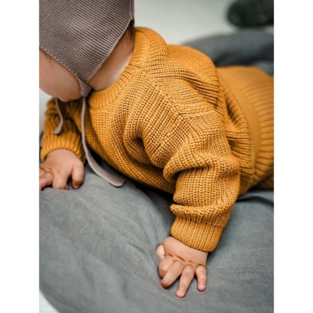 Sweater Knitted Children's Amarobaby Pure Love Buddy, height 92 cm, mustard color is mustard-10