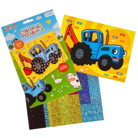 Formation mosaic sticker "by fields", blue tractor