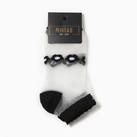 Women's socks glass minku "Flowers", black color, rr 36-37 (23 cm)-7