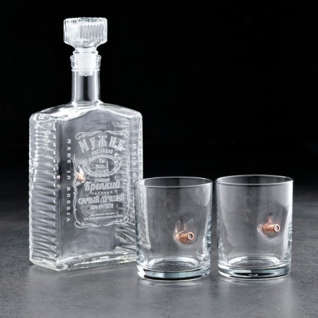Set "impenetrable. Limited black", curtain with a bullet, 2 cups for whiskey with a bullet-1