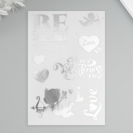 Stickers (stickers) "Valentine" 10x15 cm, color silver, 5-320
