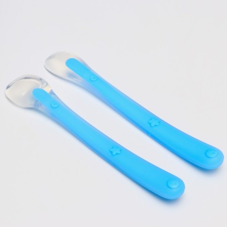 Set of silicone spoons for feeding, 2 pcs., Blue color-1