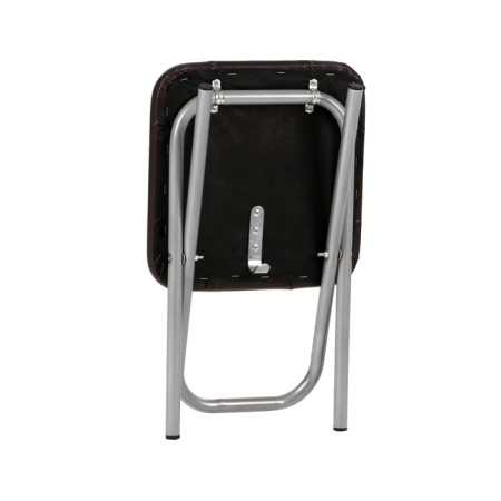 Folding stool, eco -leather brown/metallic-3