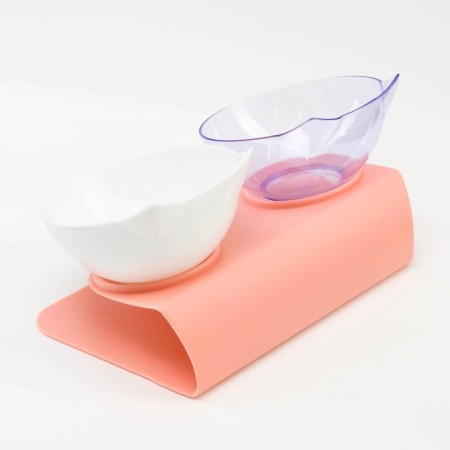 Plastic bowls on a pink stand are 27.5 x 14 x 15 cm transparent/white-3