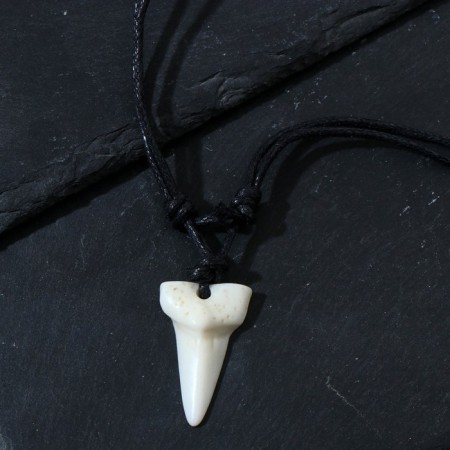 Pendex “fang” fragment, white color on a black lace, 42 cm-1