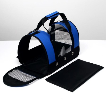 Bag - Carriage for animals "Panoramic", with a window, 40 x 25 x 27 cm, blue-2