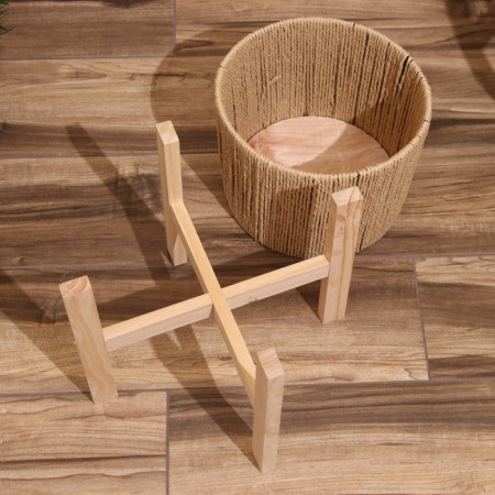 A set of wicker pots, 3 pcs, 29x29x22 cm, col. Dark beige-4