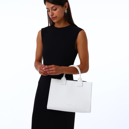 Female bag Textura, tout, medium size, white color-8