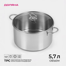 Great stainless steel pan, 5.7 liters, with a heat distribution layer, induction