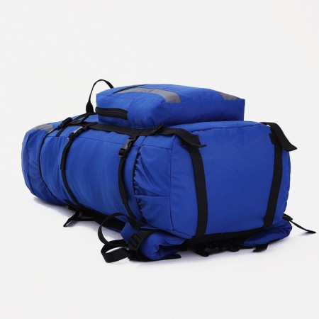 Tourist backpack, TAIF, 70 l, cord department, outer pocket, 2 side nets, blue/gray color-2